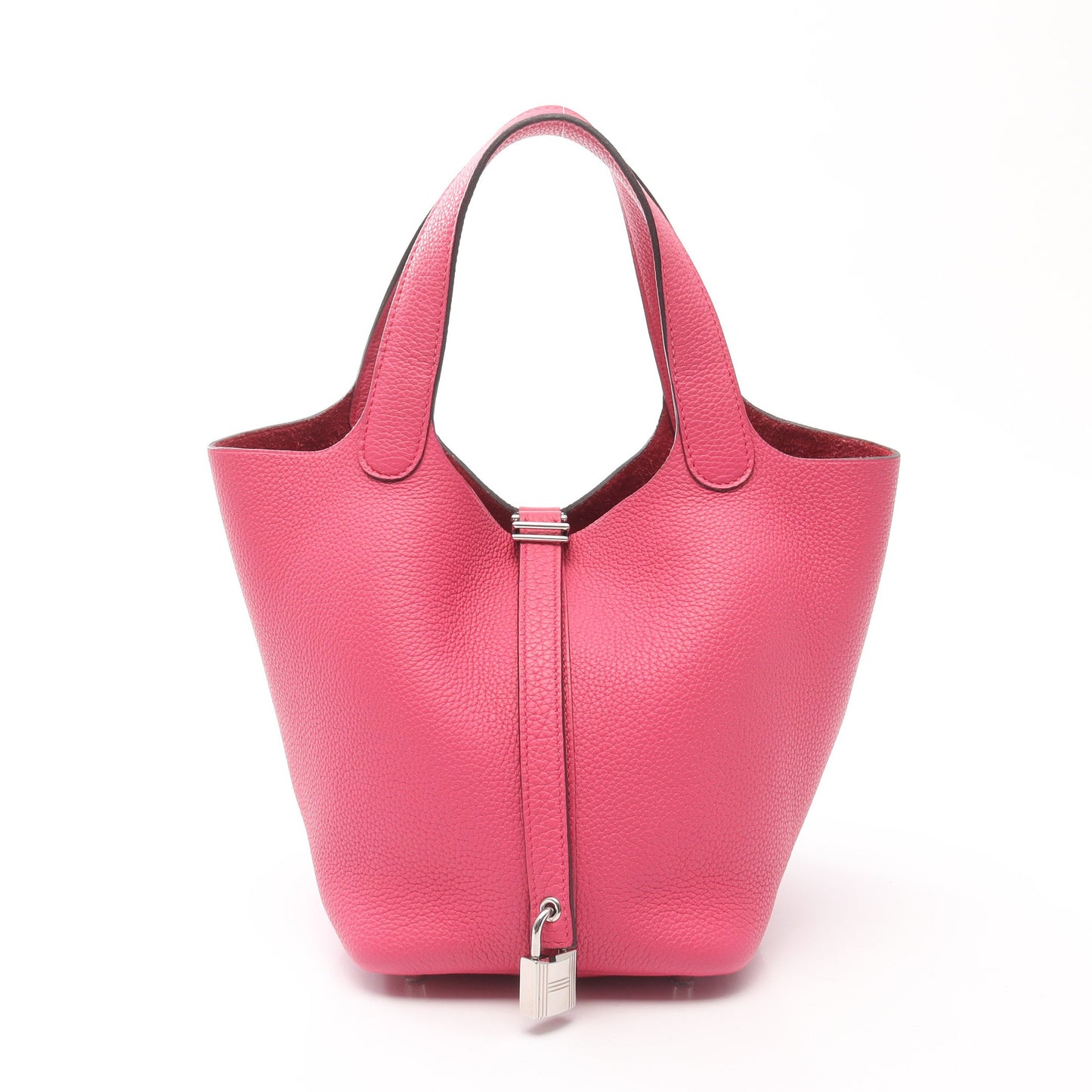 ピコタンロックPM ローズショッキング ハンドバッグ トリヨンモーリス ピンク シルバー金具 U刻印 エルメス バッグ HERMES