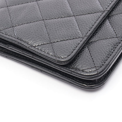 マトラッセ チェーンウォレット キャビアスキン ブラック シルバー金具 シャネル バッグ CHANEL
