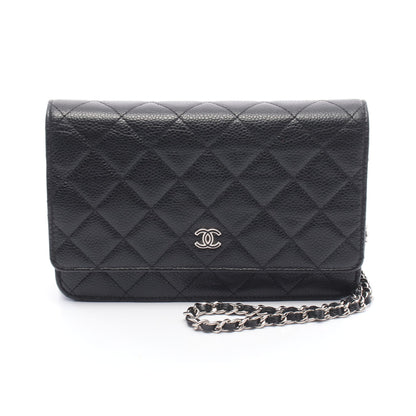 マトラッセ チェーンウォレット キャビアスキン ブラック シルバー金具 シャネル バッグ CHANEL