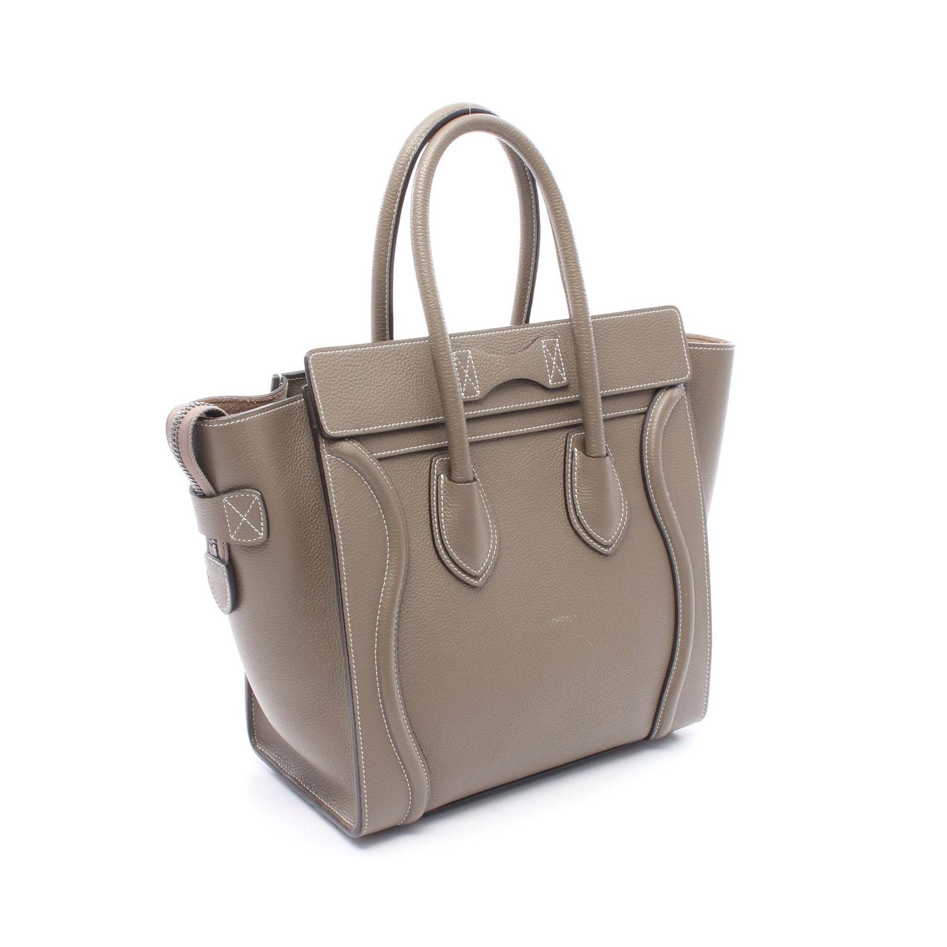 ラゲージ マイクロ ショッパー ハンドバッグ レザー グレーブラウン セリーヌ バッグ CELINE
