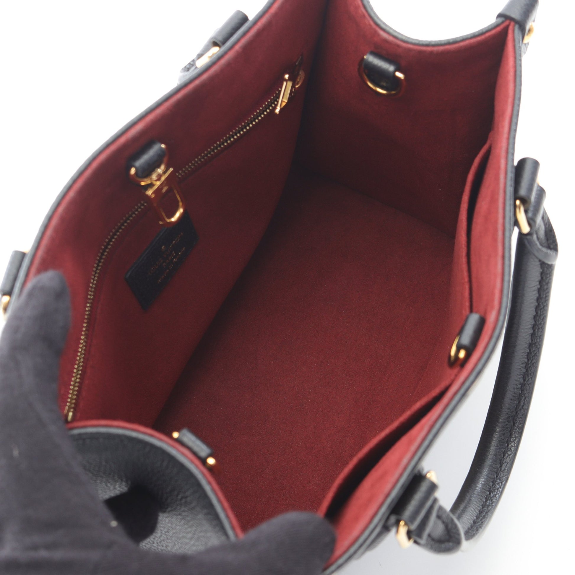オンザゴーPM バイカラー モノグラムアンプラント ハンドバッグ レザー ブラック ベージュ 2WAY ルイヴィトン バッグ LOUIS VUITTON
