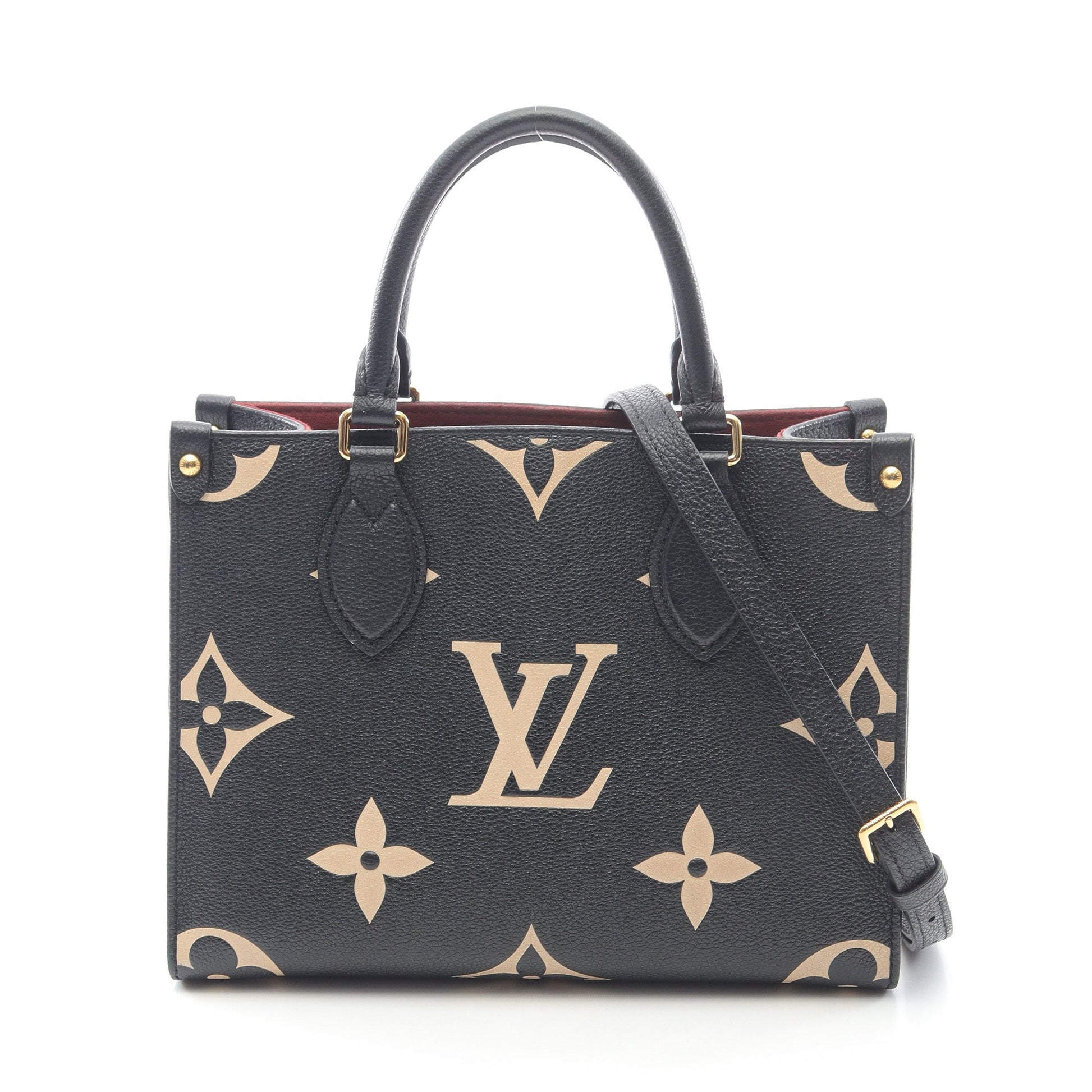 オンザゴーPM バイカラー モノグラムアンプラント ハンドバッグ レザー ブラック ベージュ 2WAY ルイヴィトン バッグ LOUIS VUITTON