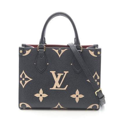 オンザゴーPM バイカラー モノグラムアンプラント ハンドバッグ レザー ブラック ベージュ 2WAY ルイヴィトン バッグ LOUIS VUITTON
