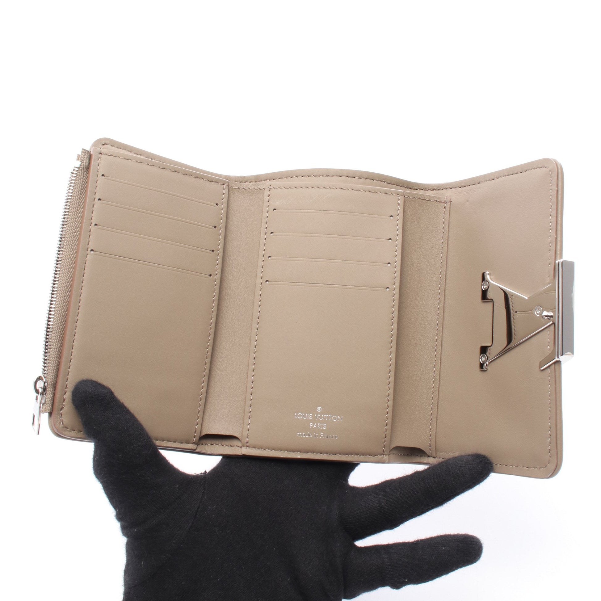 ポルトフォイユ カプシーヌ コンパクト 三つ折り財布 キャンバス  