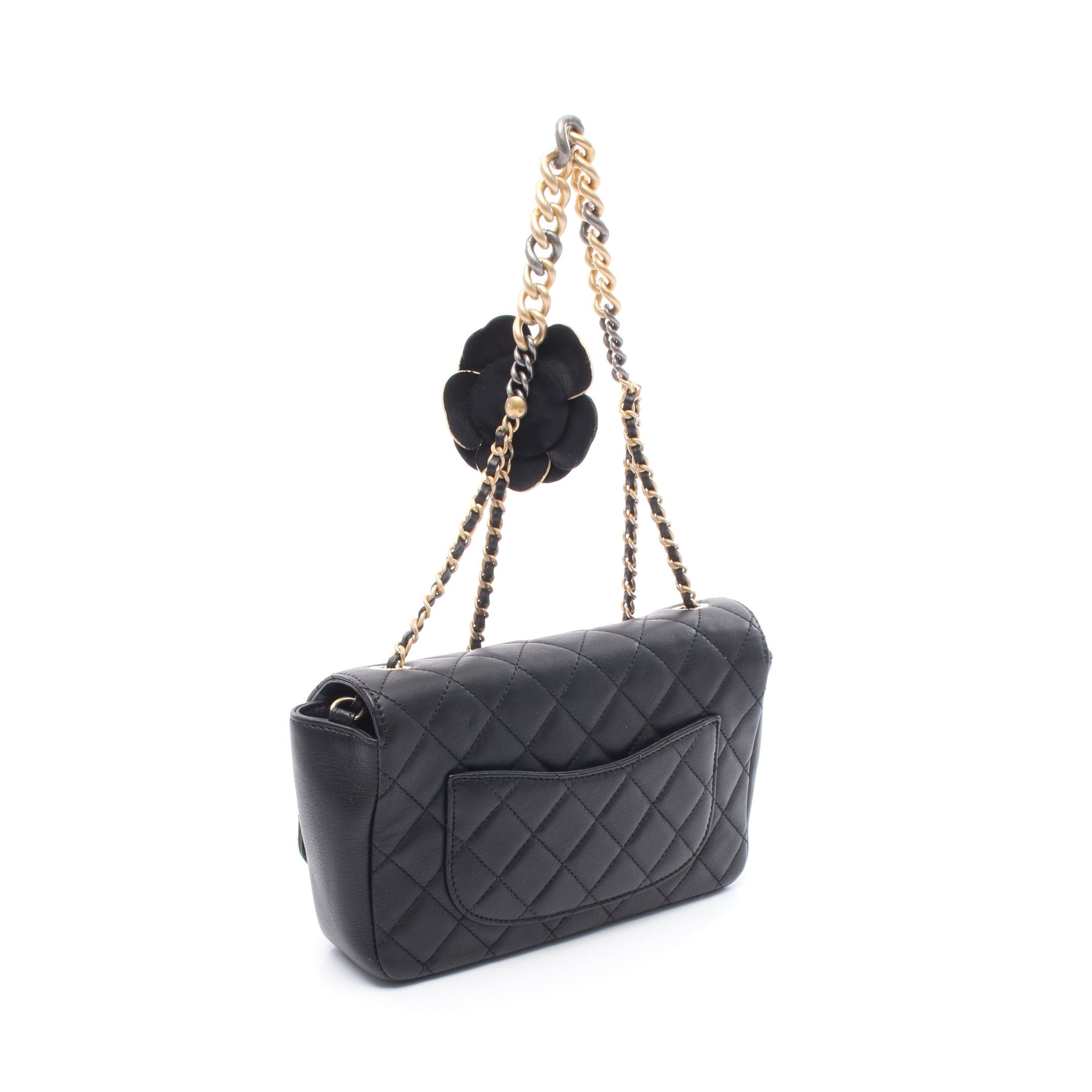 CHANEL カメリア チェーン ショルダーバッグ ラムスキン レザー ブラック AP2121 シャネル チェーンショルダーバッグ マトラッセ ココマーク カメリア