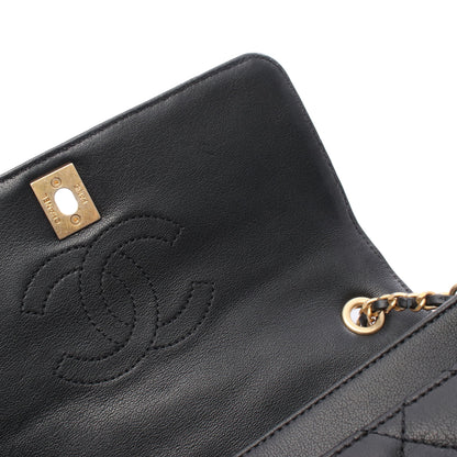 ミニマトラッセ カメリア チェーンショルダーバッグ ラムスキン ブラック ゴールド ゴールド金具 シャネル バッグ CHANEL