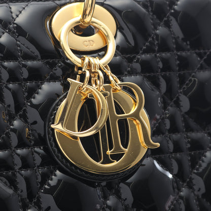 レディディオール ラージ ハンドバッグ エナメルレザー ブラック 2WAY クリスチャンディオール バッグ Christian Dior