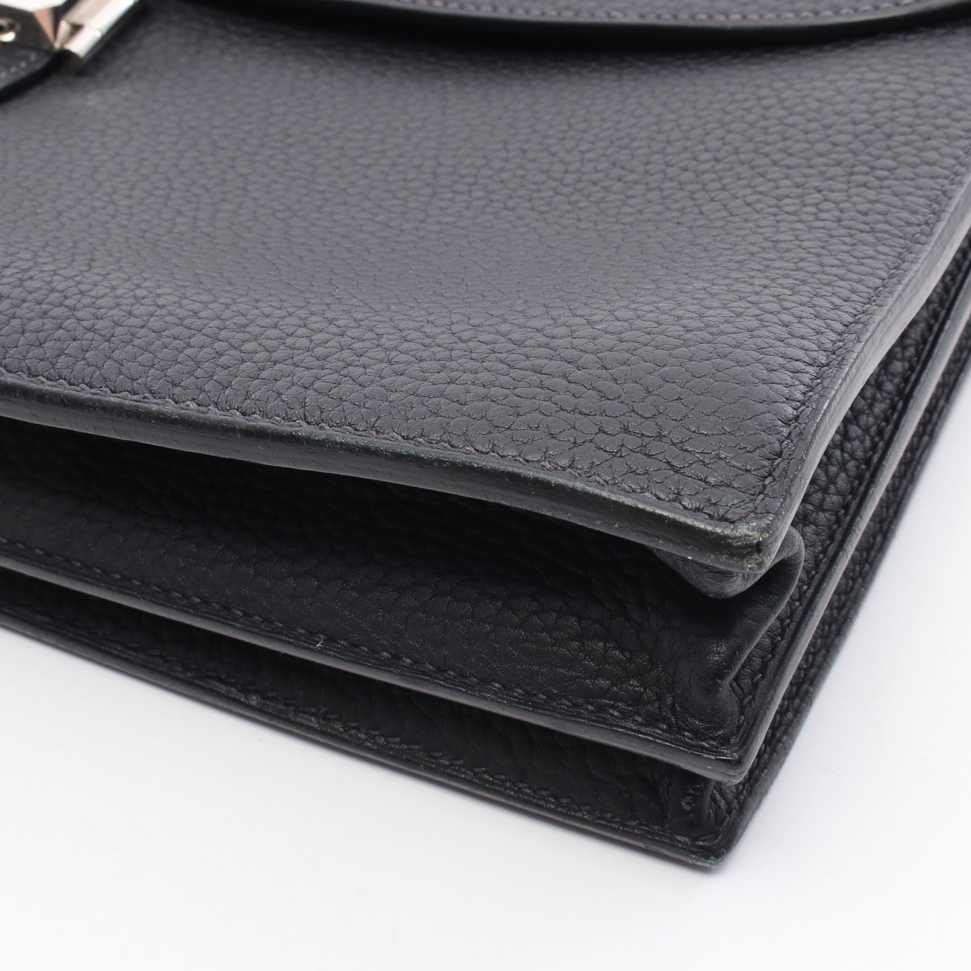 サックアデペッシュ38 マチ2 ブルーインディゴ ビジネスバッグ ブリーフケース フィヨルド ダークネイビー シルバー金具 □G刻印 エルメス バッグ HERMES