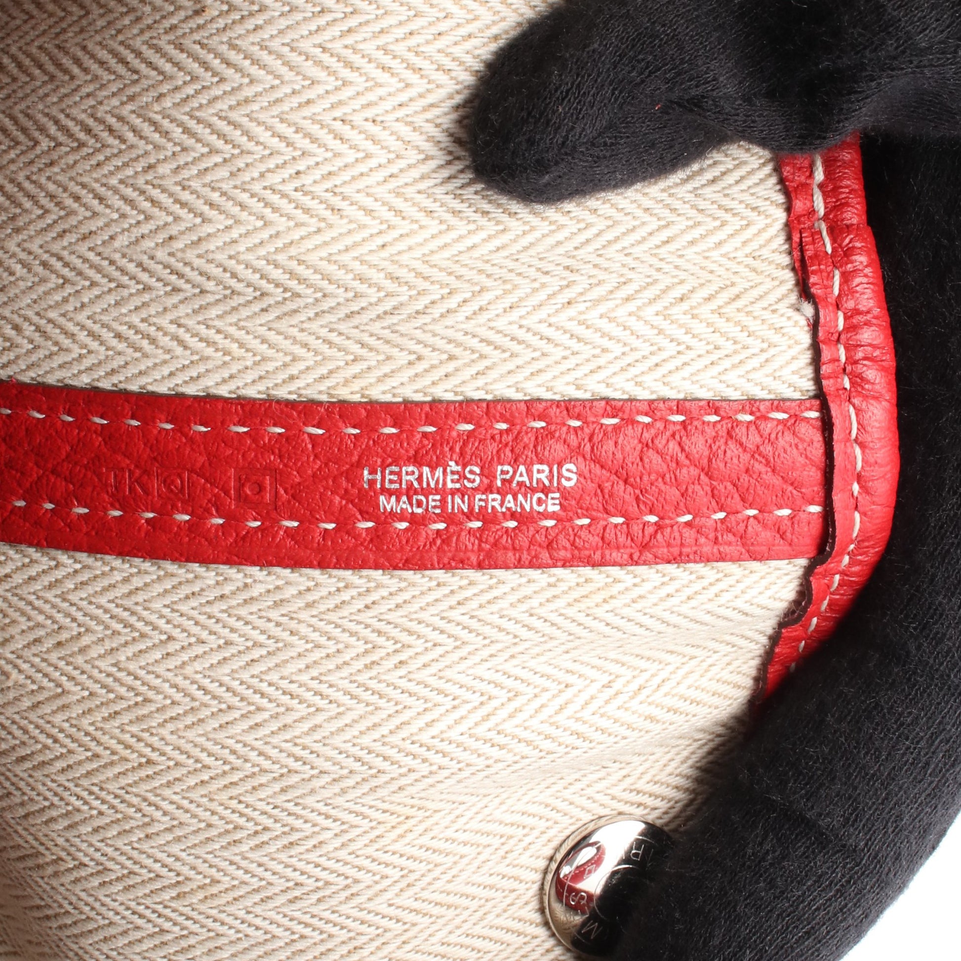 ガーデンパーティPM ルージュカザック ハンドバッグ トートバッグ カントリー レッド シルバー金具 □Q刻印 エルメス バッグ HERMES