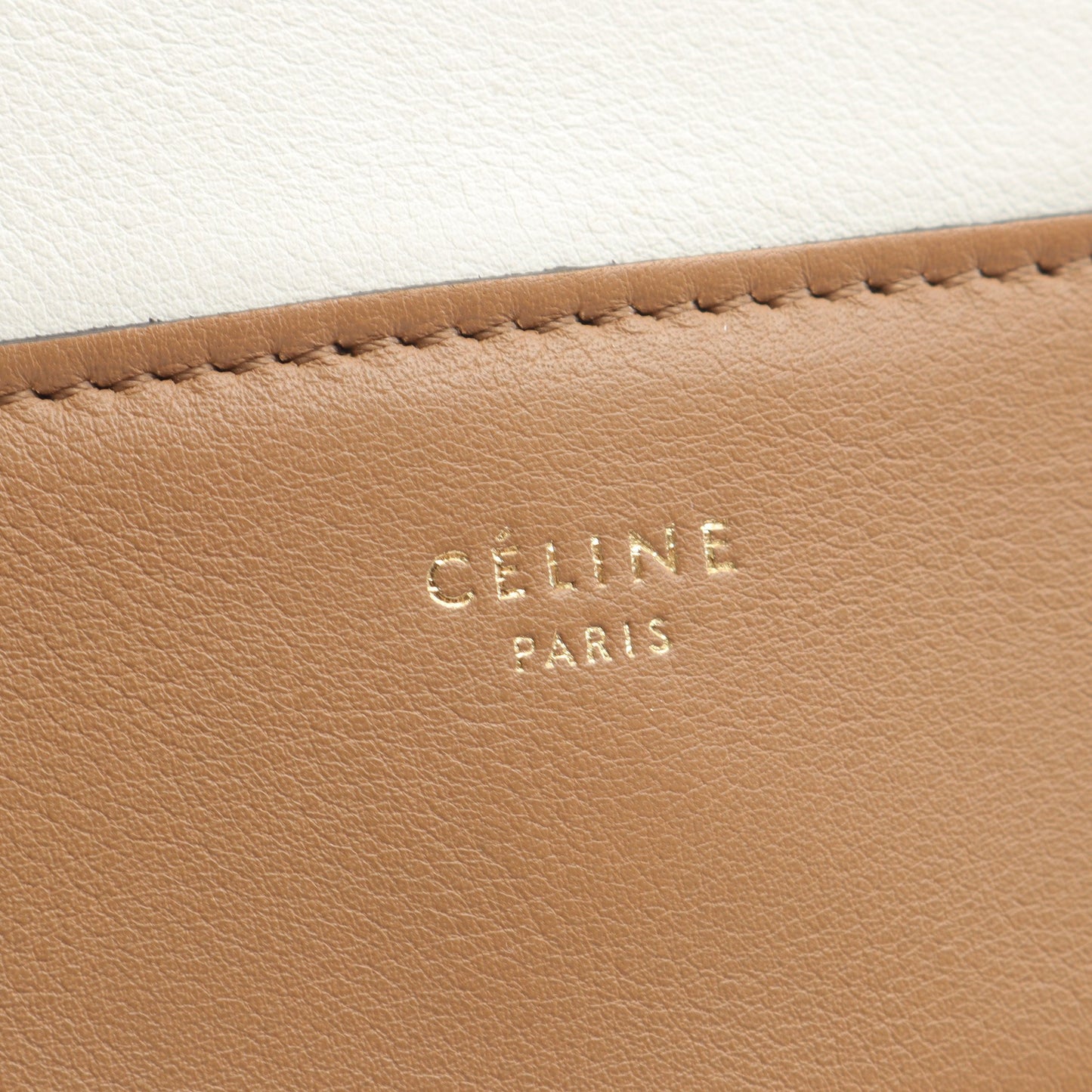 フレーム ミディアム ショルダーバッグ レザー ホワイト ライトブラウン セリーヌ バッグ CELINE