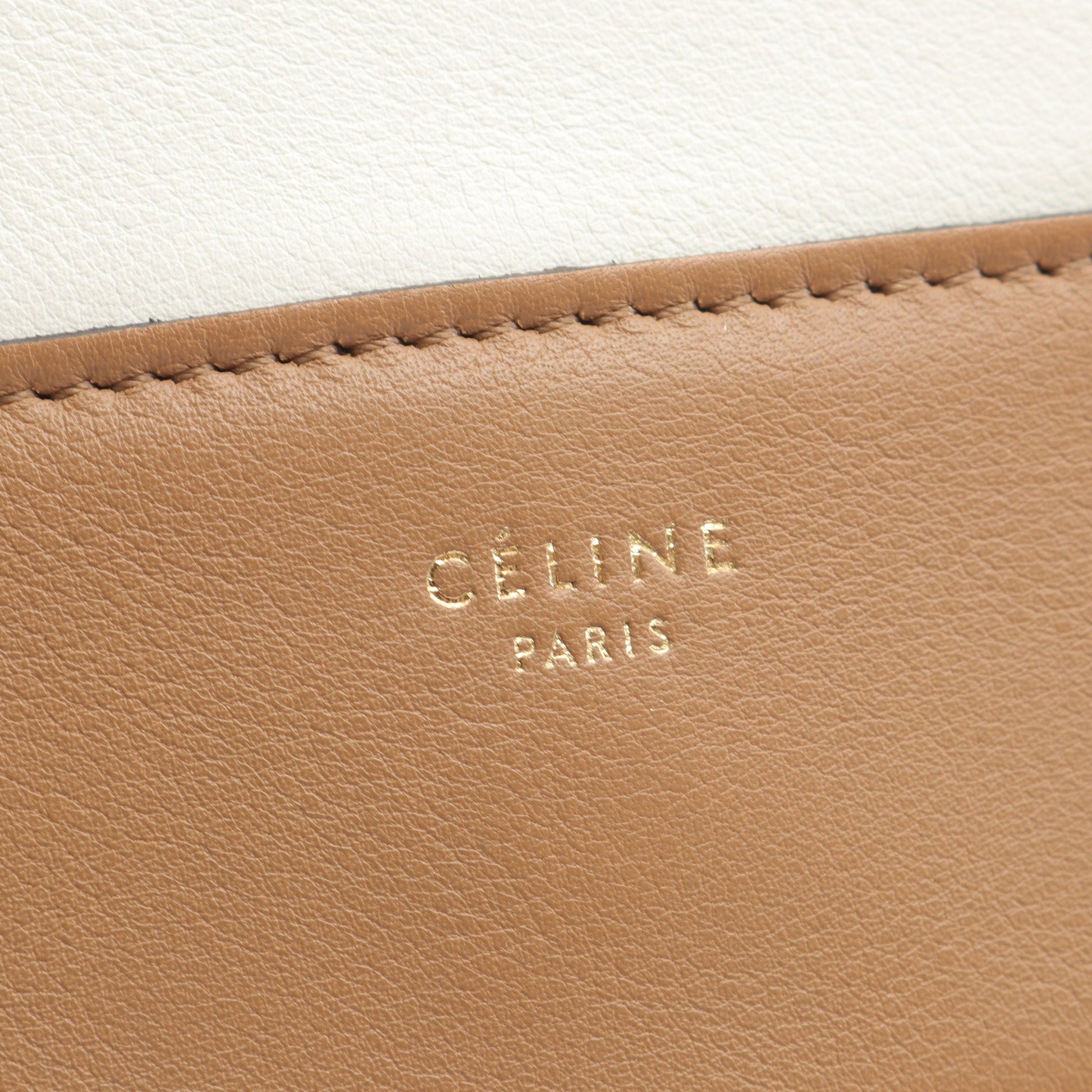フレーム ミディアム ショルダーバッグ レザー ホワイト ライトブラウン セリーヌ バッグ CELINE