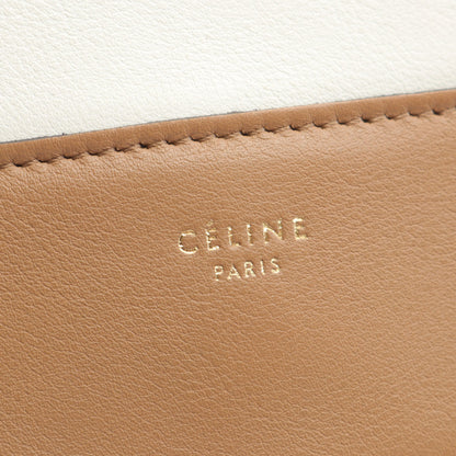 フレーム ミディアム ショルダーバッグ レザー ホワイト ライトブラウン セリーヌ バッグ CELINE