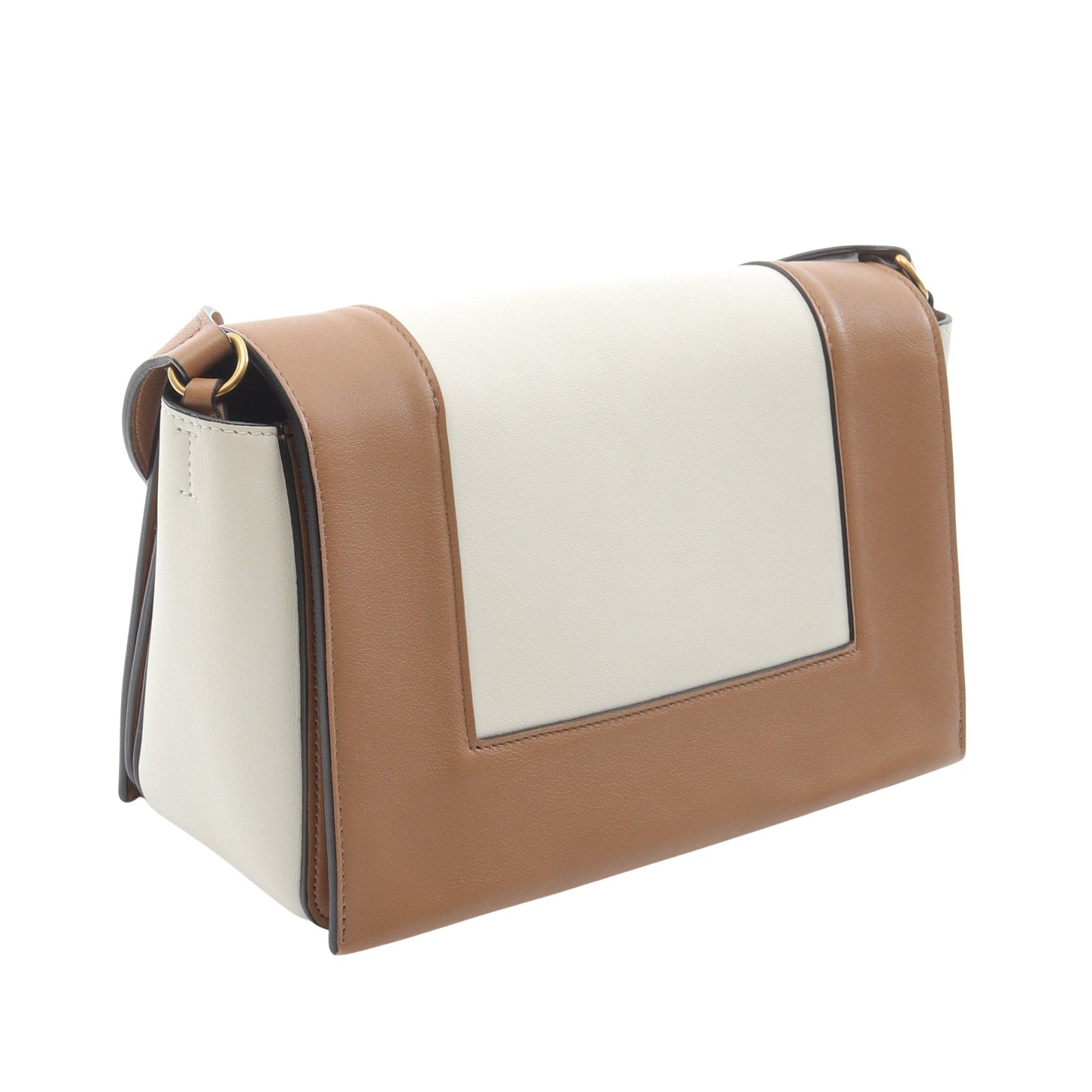 フレーム ミディアム ショルダーバッグ レザー ホワイト ライトブラウン セリーヌ バッグ CELINE