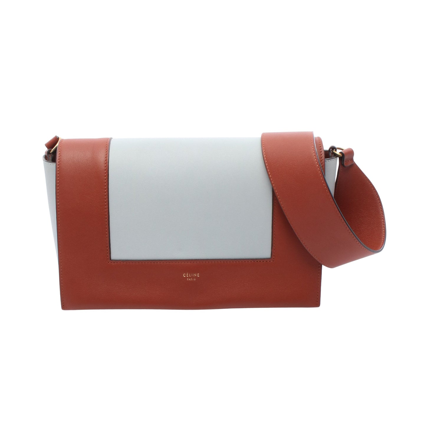 フレーム ミディアム ショルダーバッグ レザー ライトブルー ブラウン セリーヌ バッグ CELINE