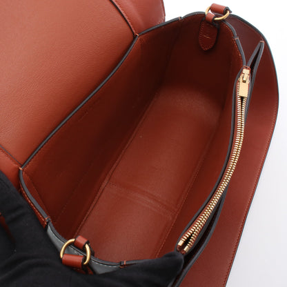 フレーム ミディアム ショルダーバッグ レザー ライトブルー ブラウン セリーヌ バッグ CELINE