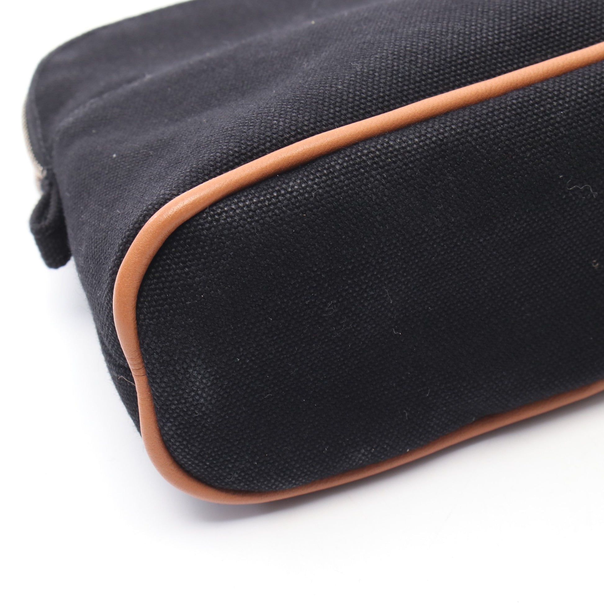 ボリードポーチ20 コスメポーチ キャンバス レザー ブラック ブラウン  