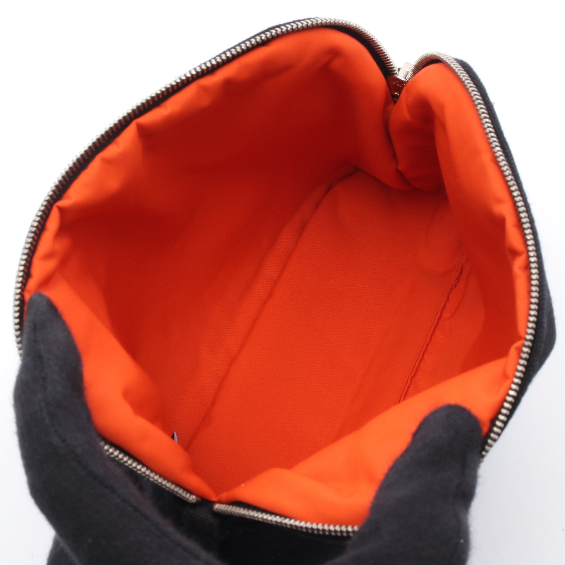 ボリードポーチ20 コスメポーチ キャンバス レザー ブラック ブラウン シルバー金具 エルメス 財布・小物 HERMES