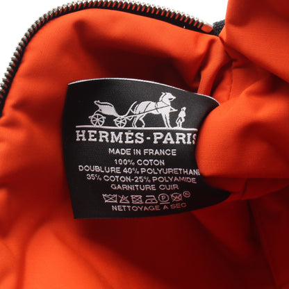 ボリードポーチ20 コスメポーチ キャンバス レザー ブラック ブラウン シルバー金具 エルメス 財布・小物 HERMES