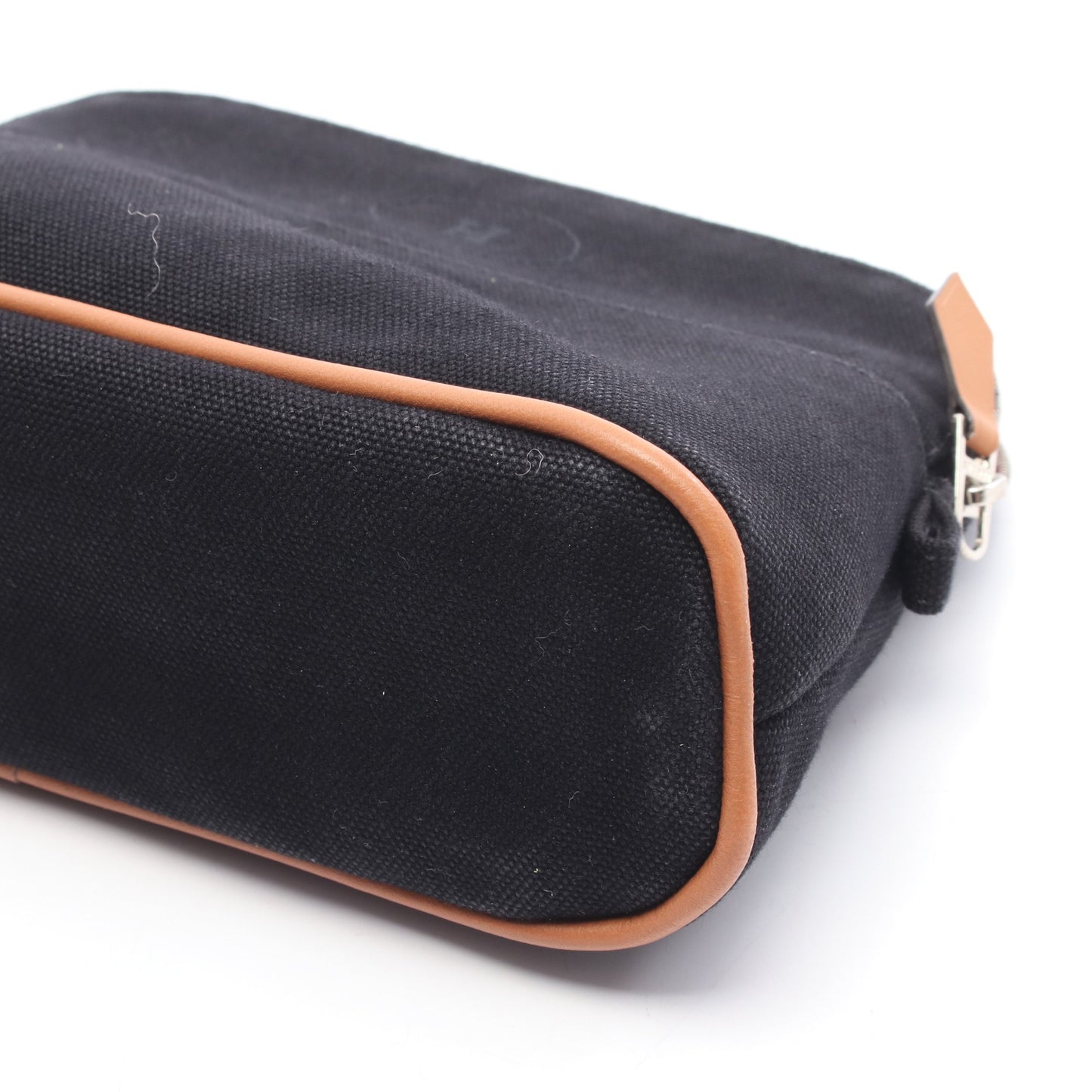 ボリードポーチ20 コスメポーチ キャンバス レザー ブラック ブラウン  