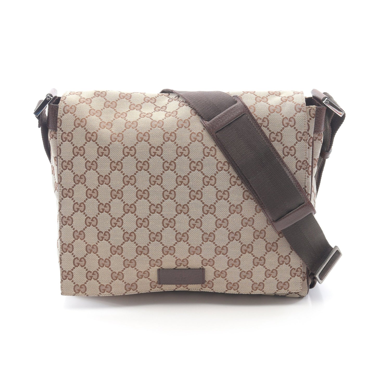 ショルダーバッグ キャンバス レザー ベージュ ダークブラウン グッチ バッグ GUCCI