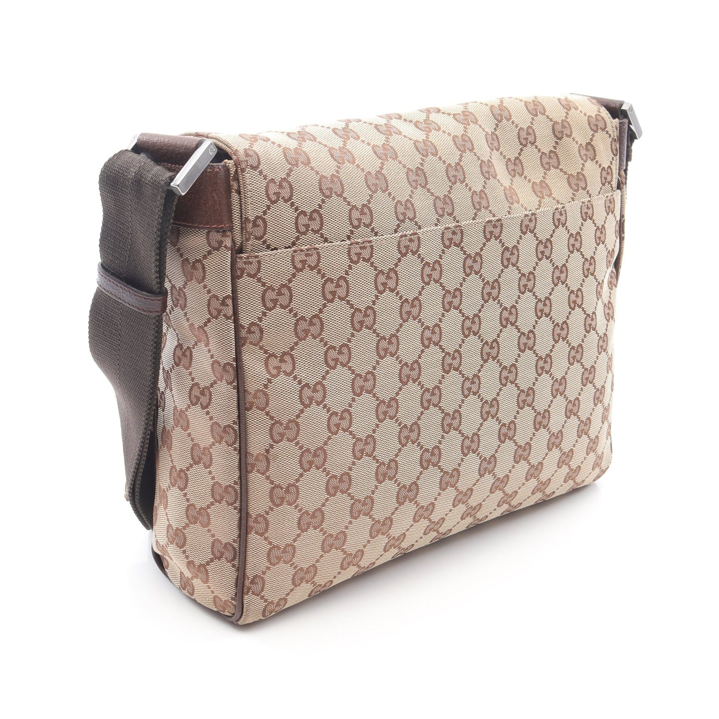 ショルダーバッグ キャンバス レザー ベージュ ダークブラウン グッチ バッグ GUCCI