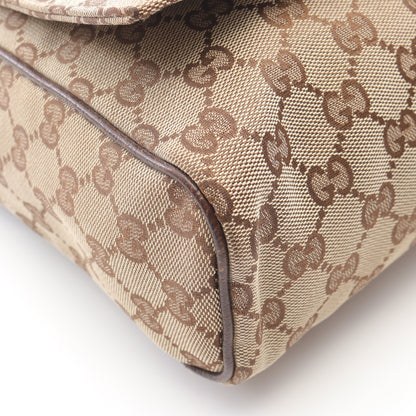 ショルダーバッグ キャンバス レザー ベージュ ダークブラウン グッチ バッグ GUCCI