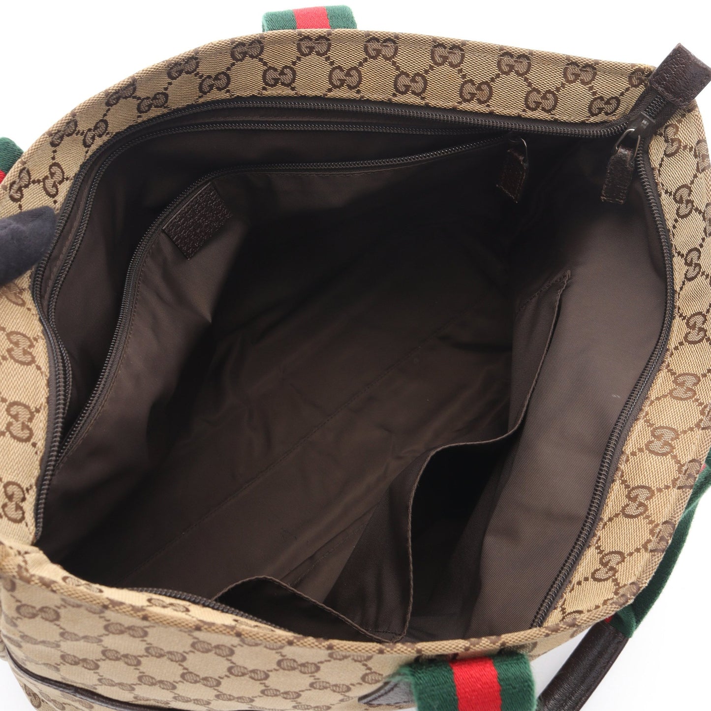 ウェビングライン マザーズバッグ ショルダーバッグ トートバッグ キャンバス レザー ベージュ ダークブラウン マルチカラー グッチ バッグ GUCCI