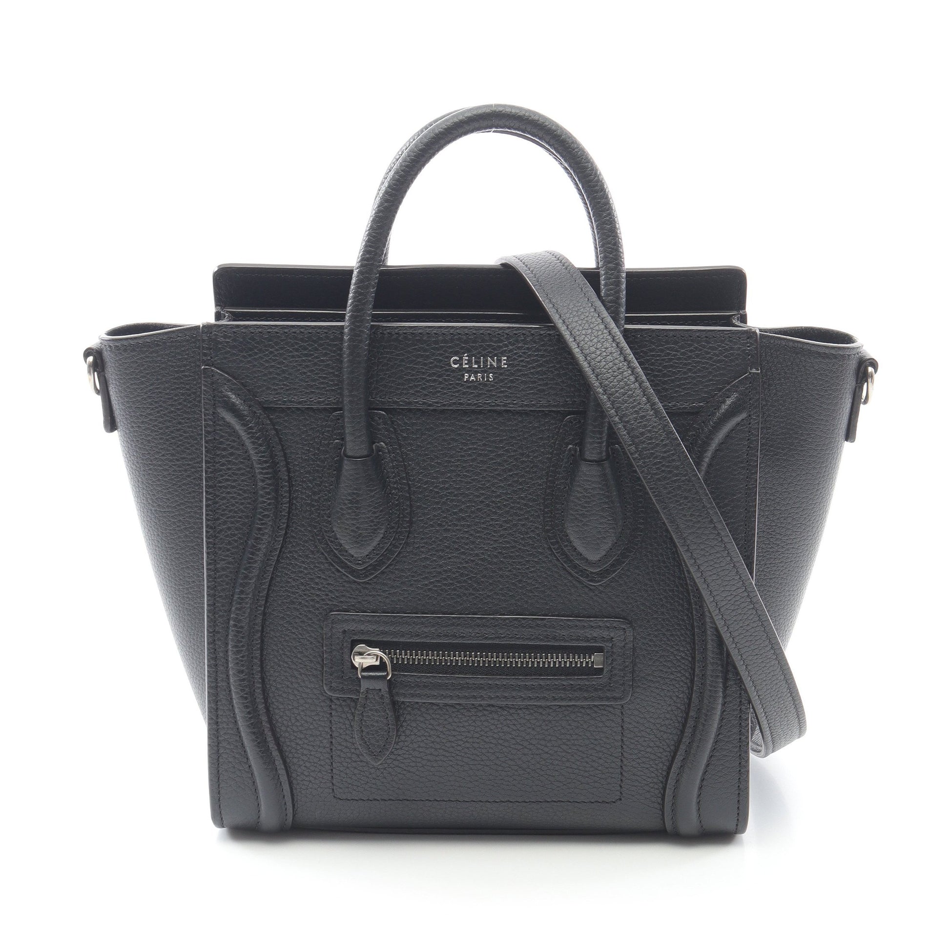 ラゲージ ナノショッパー ハンドバッグ レザー ブラック 2WAY セリーヌ  