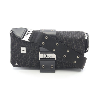 トロッター ストリートシック ショルダーバッグ キャンバス レザー ブラック クリスチャンディオール バッグ Christian Dior
