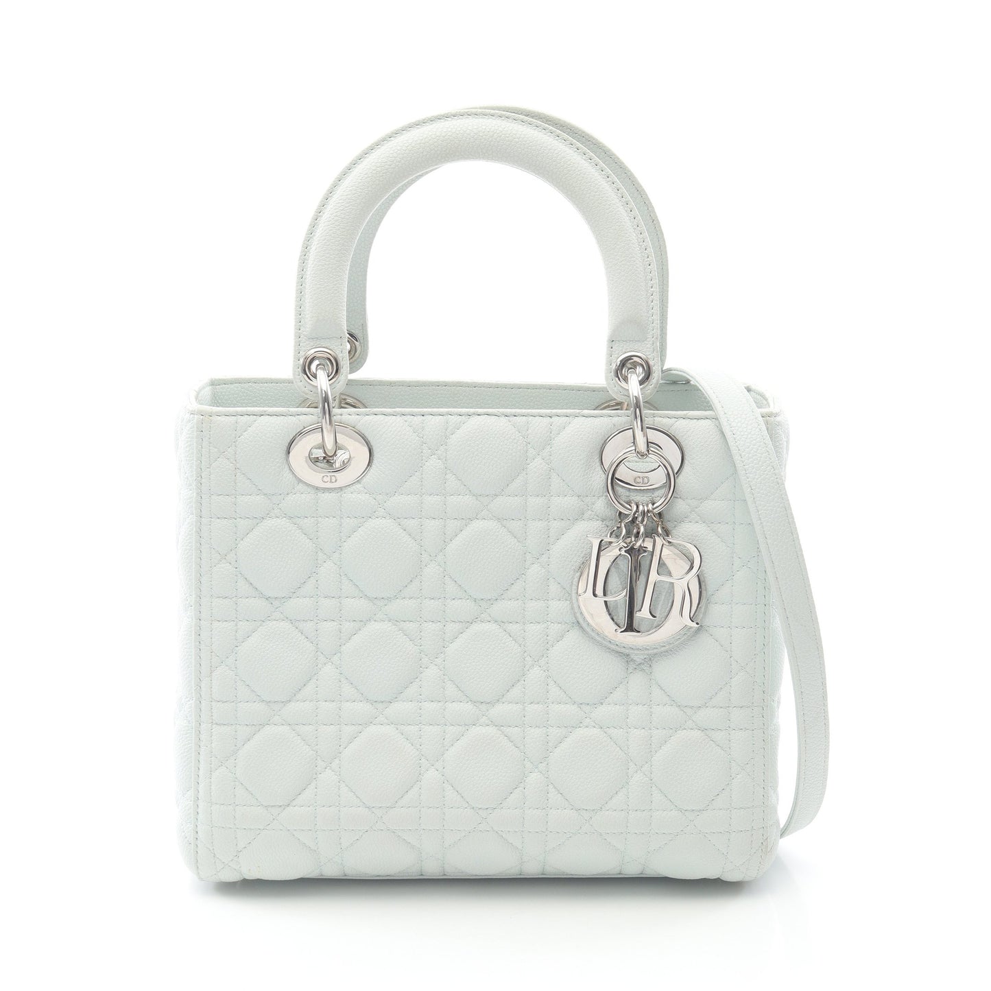 LADY DIOR レディディオール カナージュ ハンドバッグ レザー ライトブルー 2WAY クリスチャンディオール バッグ Christian Dior
