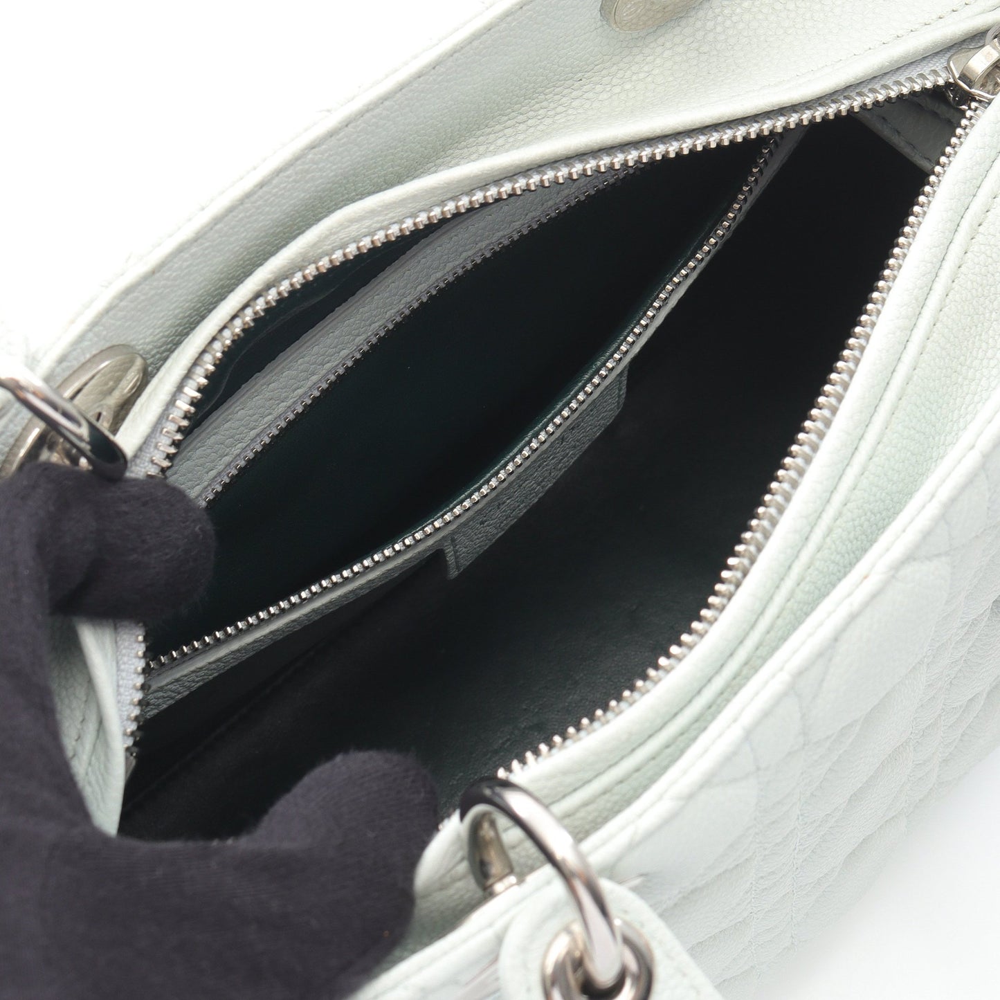 LADY DIOR レディディオール カナージュ ハンドバッグ レザー ライトブルー 2WAY クリスチャンディオール バッグ Christian Dior