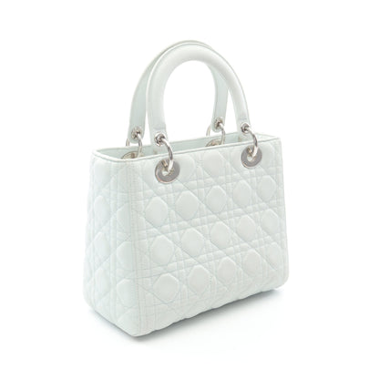 LADY DIOR レディディオール カナージュ ハンドバッグ レザー ライトブルー 2WAY クリスチャンディオール バッグ Christian Dior
