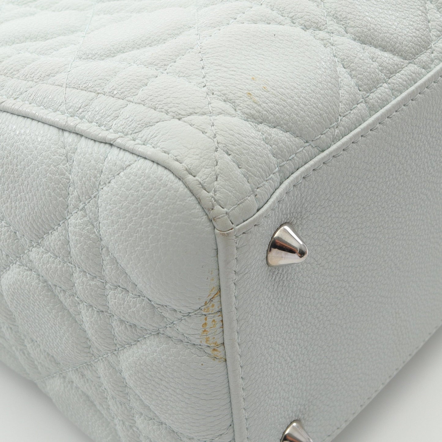 LADY DIOR レディディオール カナージュ ハンドバッグ レザー ライトブルー 2WAY クリスチャンディオール バッグ Christian Dior