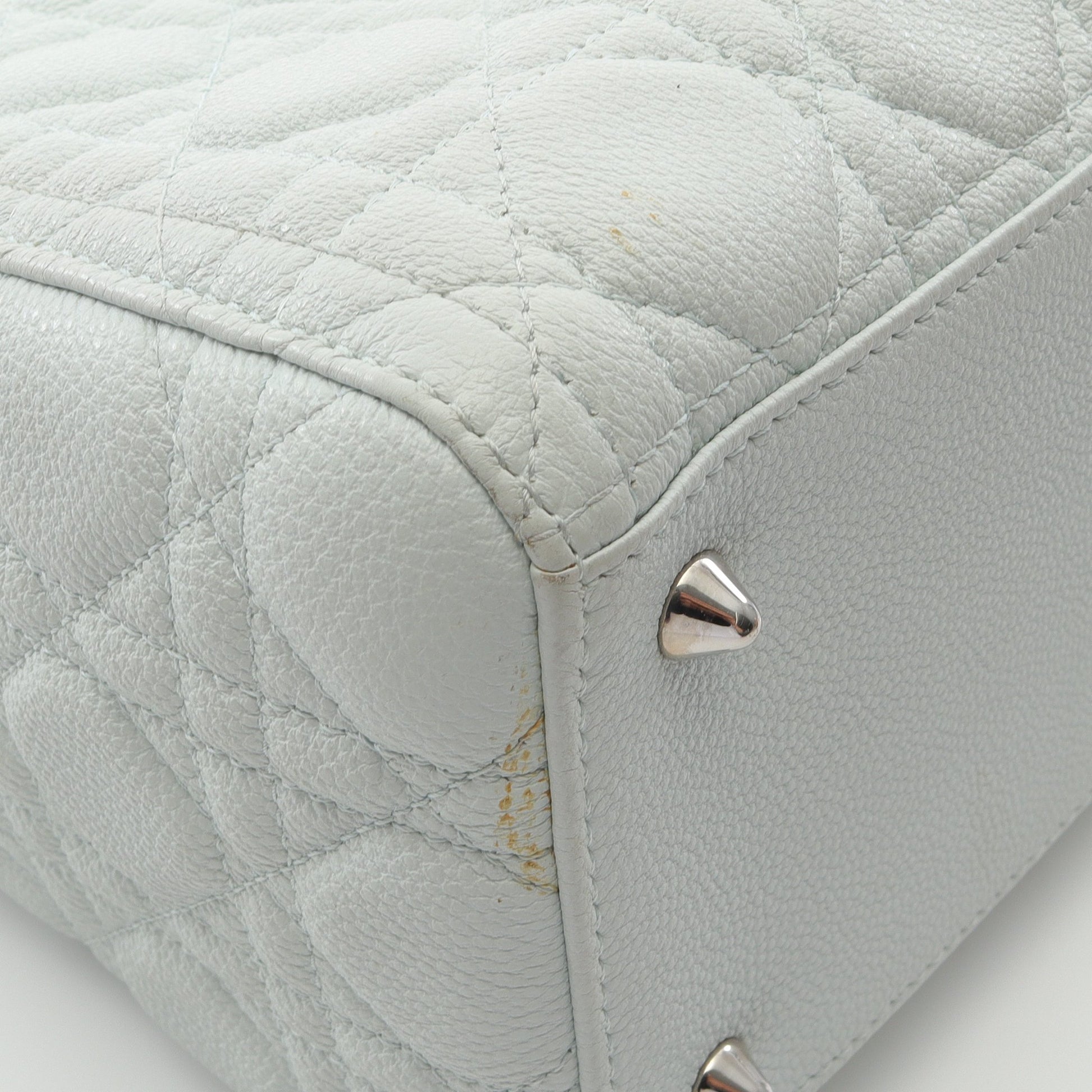 LADY DIOR レディディオール カナージュ ハンドバッグ レザー ライトブルー 2WAY クリスチャンディオール バッグ Christian Dior