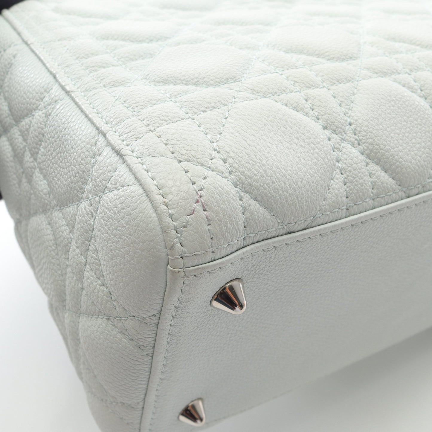 LADY DIOR レディディオール カナージュ ハンドバッグ レザー ライトブルー 2WAY クリスチャンディオール バッグ Christian Dior