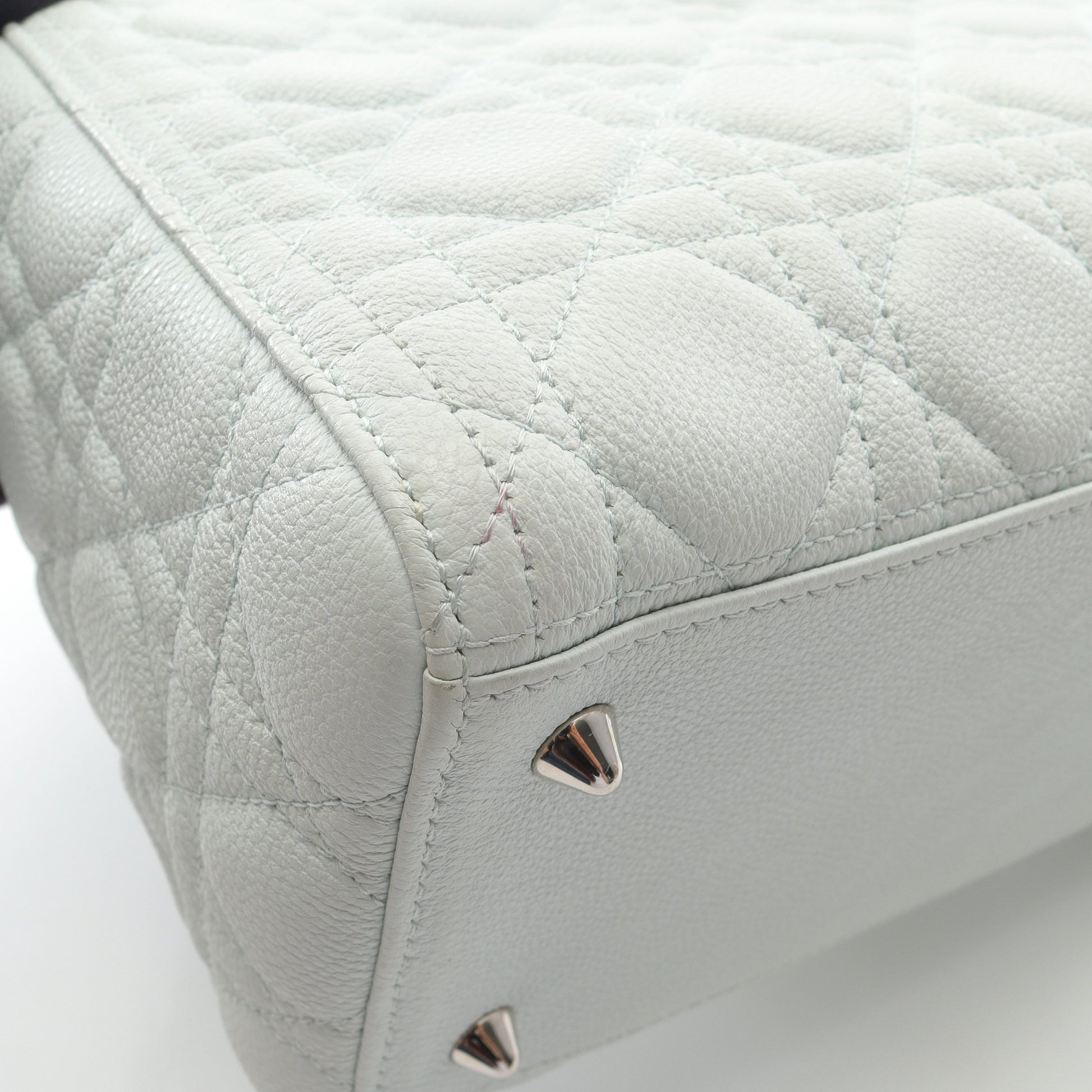 LADY DIOR レディディオール カナージュ ハンドバッグ レザー ライトブルー 2WAY クリスチャンディオール バッグ Christian Dior