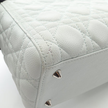 LADY DIOR レディディオール カナージュ ハンドバッグ レザー ライトブルー 2WAY クリスチャンディオール バッグ Christian Dior
