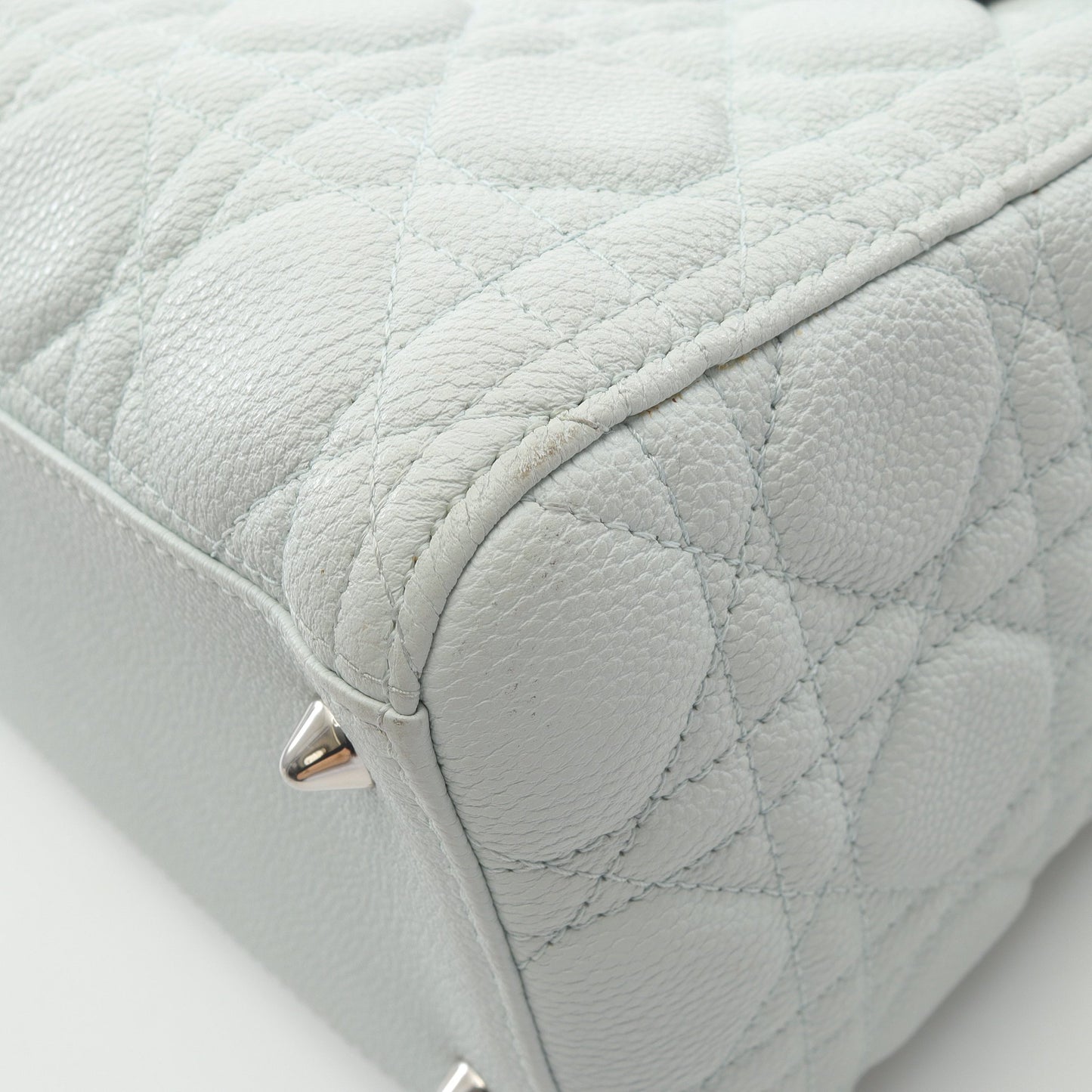LADY DIOR レディディオール カナージュ ハンドバッグ レザー ライトブルー 2WAY クリスチャンディオール バッグ Christian Dior