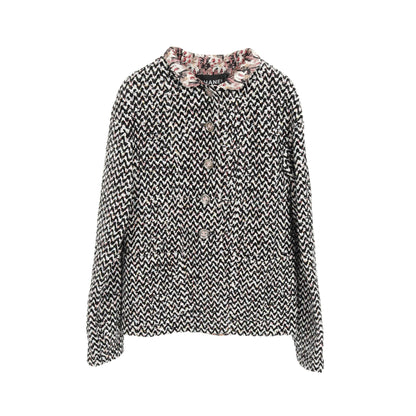 ココマークボタン スパンコール ツイード ジャケット コットン ブラック ホワイト マルチカラー シャネル アウター CHANEL