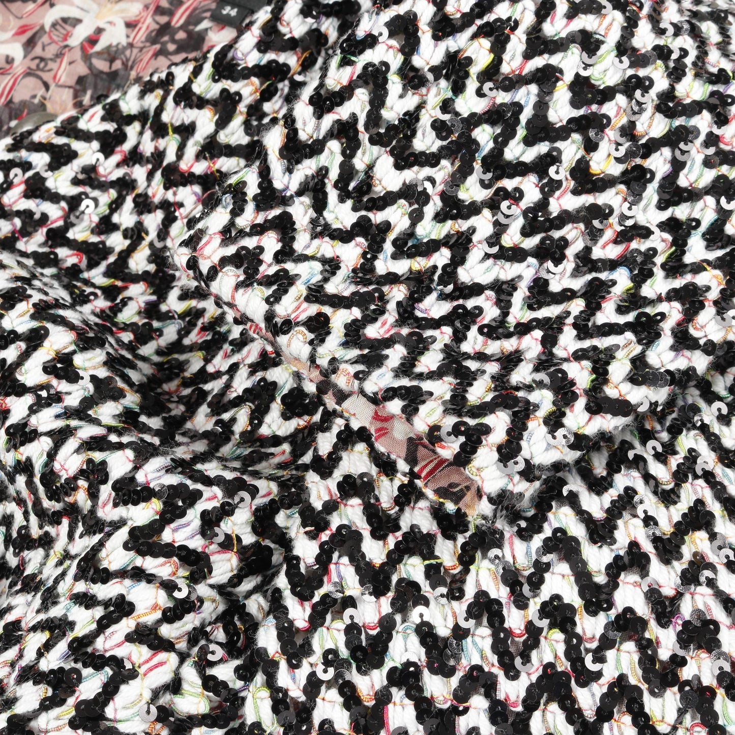 ココマークボタン スパンコール ツイード ジャケット コットン ブラック ホワイト マルチカラー シャネル アウター CHANEL