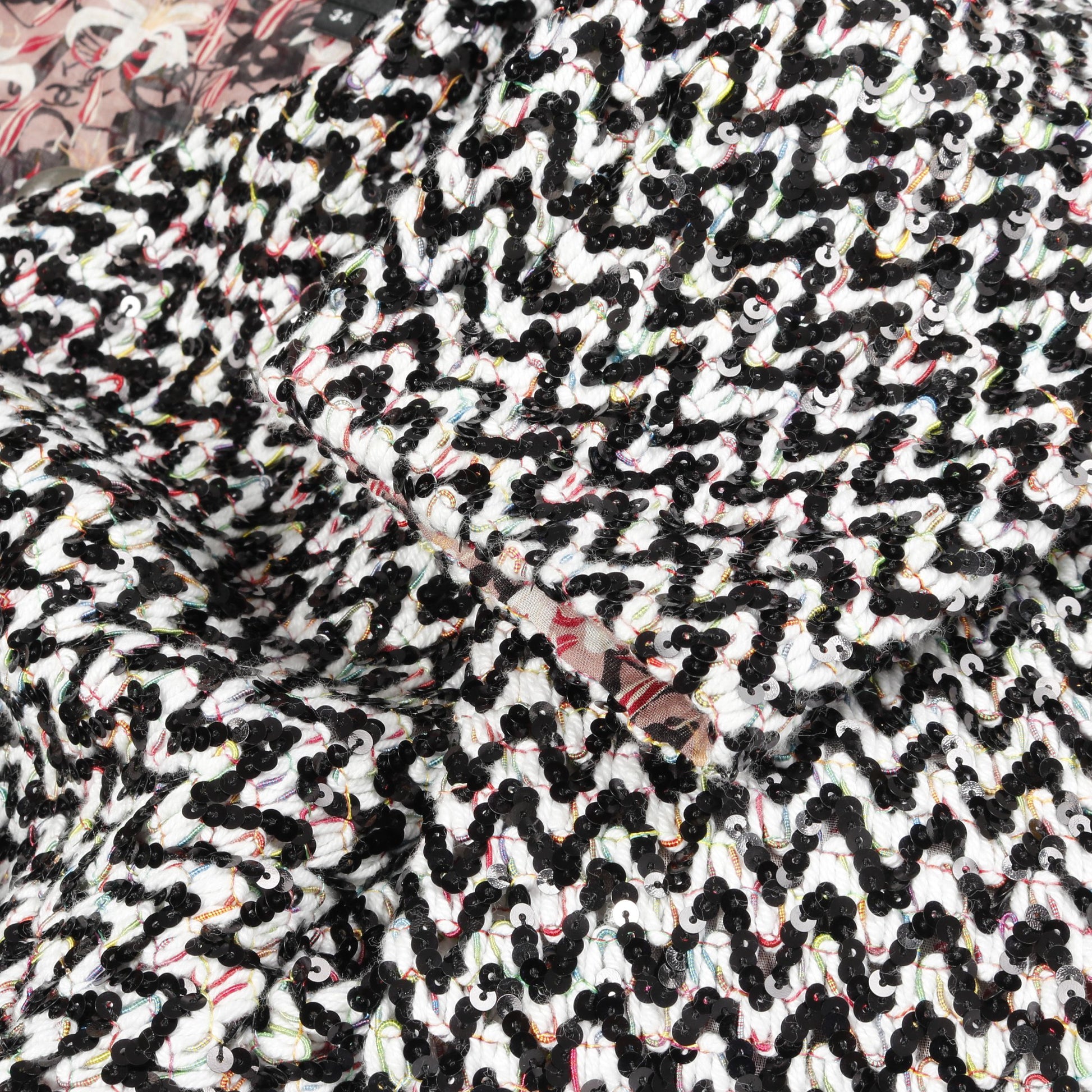 ココマークボタン スパンコール ツイード ジャケット コットン ブラック ホワイト マルチカラー シャネル アウター CHANEL
