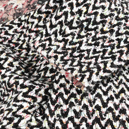 ココマークボタン スパンコール ツイード ジャケット コットン ブラック ホワイト マルチカラー シャネル アウター CHANEL