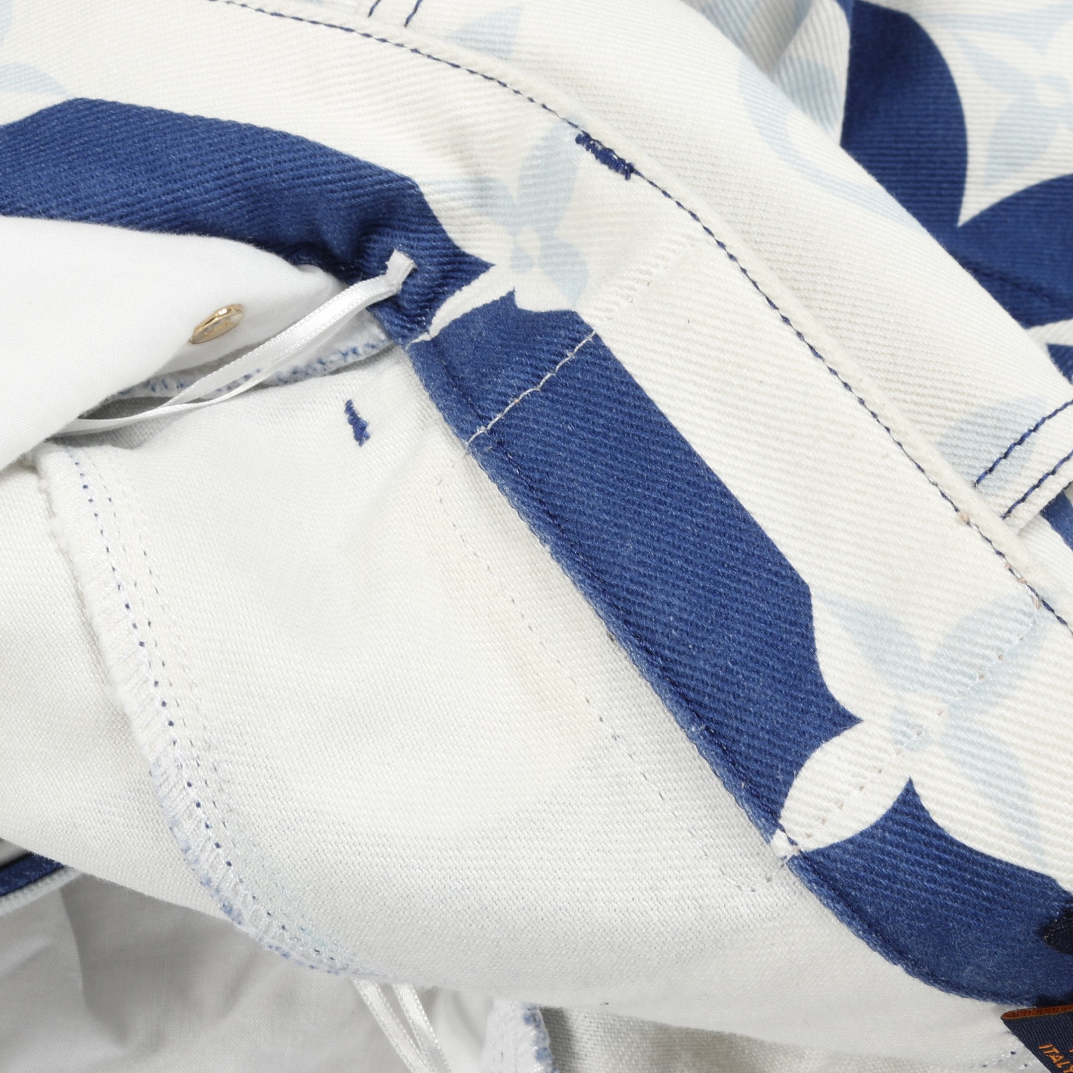 モノグラム デニムパンツ ストライプ コットン ホワイト ネイビー