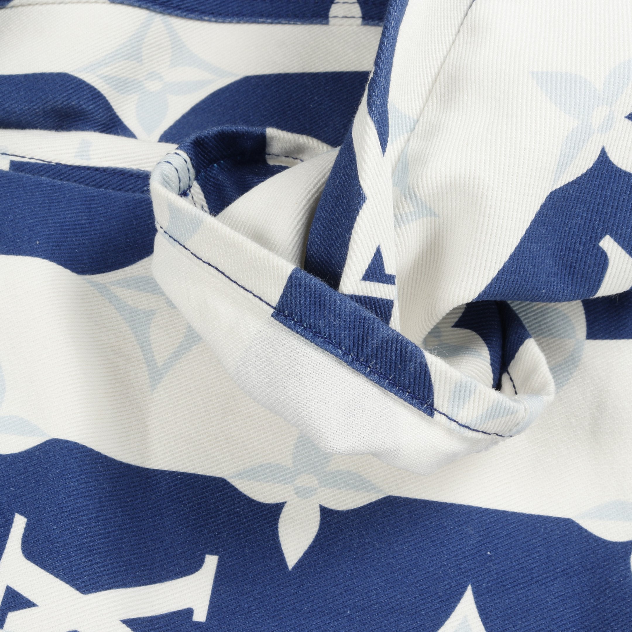 モノグラム デニムパンツ ストライプ コットン ホワイト ネイビー