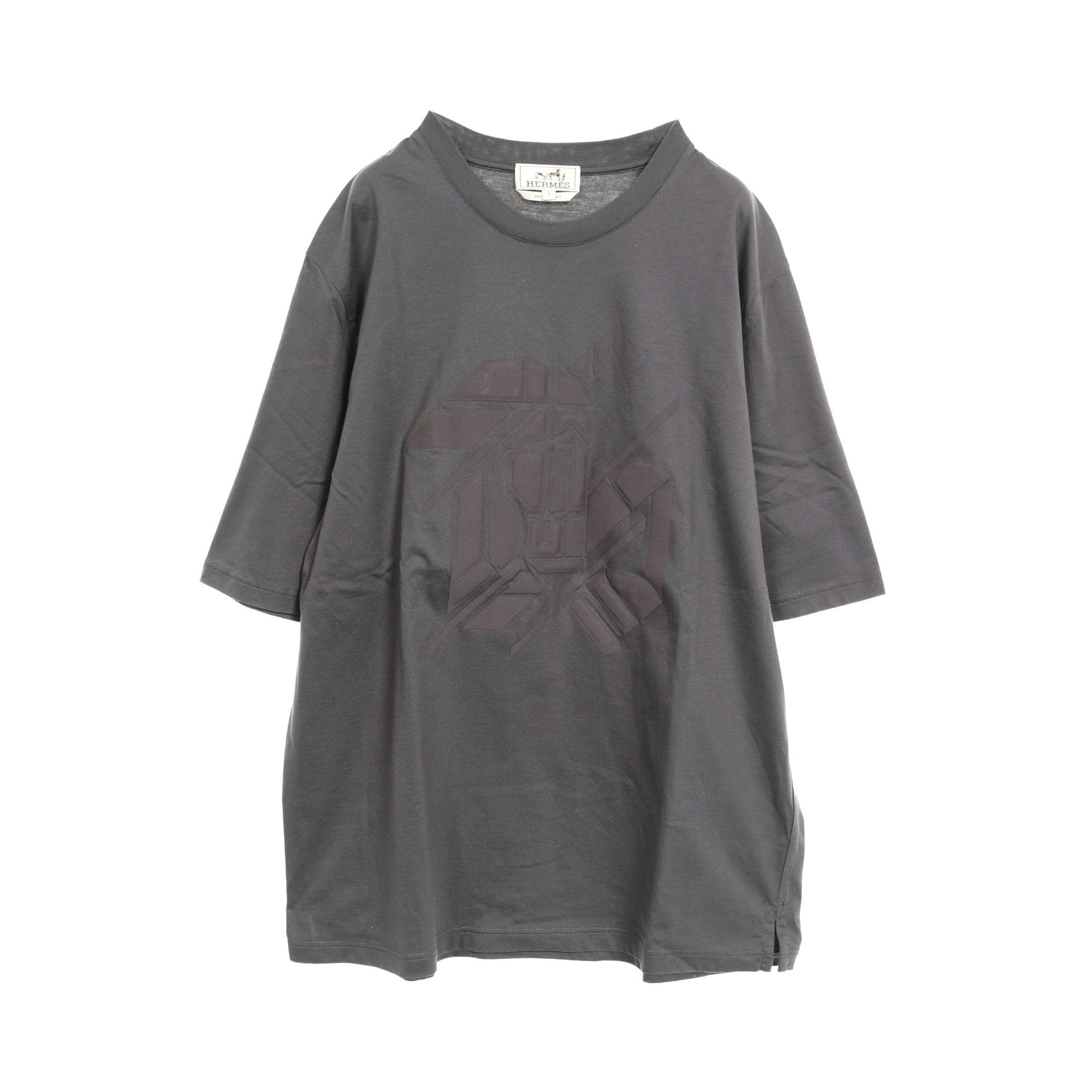 Chevaux en Symetrie 3D Tシャツ コットン ダークグレー Chevaux en Symetrie 3D Tシャツ コットン ダークグレー