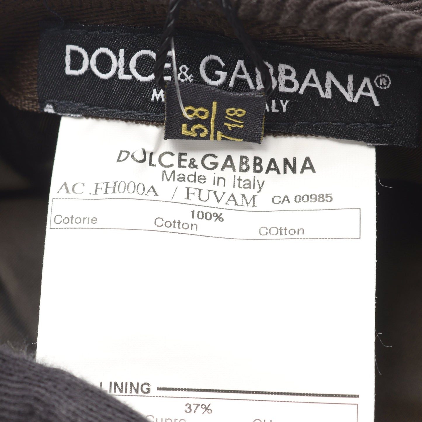 ハンチング 帽子 コーデュロイ グレーブラウン ドルチェアンドガッバーナ 財布・小物 DOLCE&GABBANA