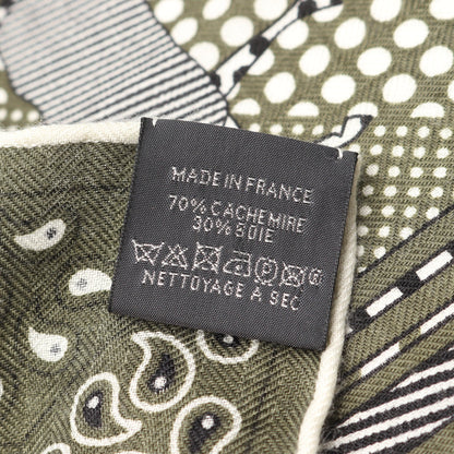 カレ65 Couvertures et tenues de Jour スカーフ カシミヤ シルク ダークグリーン ブラック ホワイト エルメス 財布・小物 HERMES