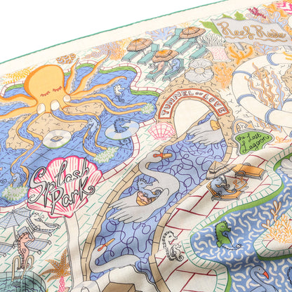 カレジェアン カレ140 SPLASH PARK スカーフ ショール カシミヤ シルク ベージュ グリーン マルチカラー エルメス 財布・小物 HERMES