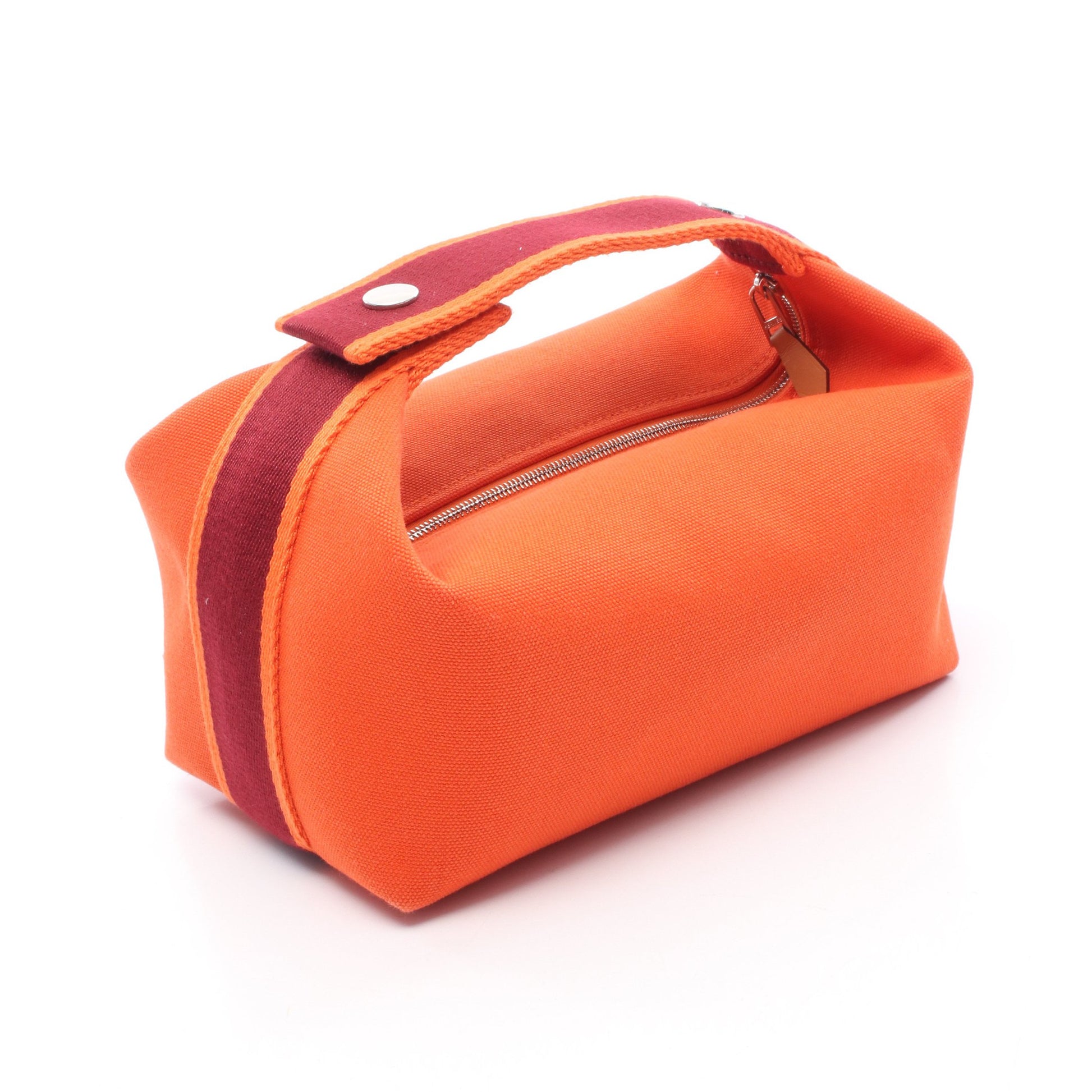 ブリッドアブラックPM フー ハンドバッグ キャンバス オレンジ ボルドー シルバー金具 エルメス バッグ HERMES