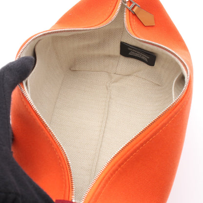 ブリッドアブラックPM フー ハンドバッグ キャンバス オレンジ ボルドー シルバー金具 エルメス バッグ HERMES
